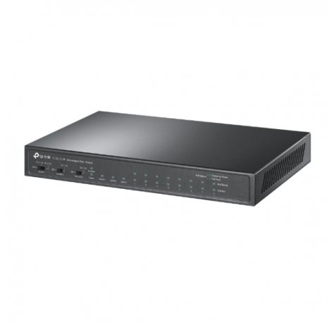 TP-Link TL-SL1311P Switch 11 Puertos - Alcance hasta 250m con Cable - 8xRJ45 PoE+ 100Mbps - 2xRJ45 1Gbps - SFP 1Gbps - Recuperacion Automatica - Plug and Play - Color Negro