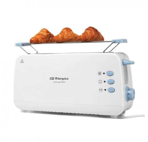 Orbegozo TO 4012 Tostadora de Ranura Larga Multifuncional - Potencia 850W - Termostato Regulable - Funcion Descongelacion y Recalentamiento - Bandeja Recogemigas - Almacenamiento Comodo