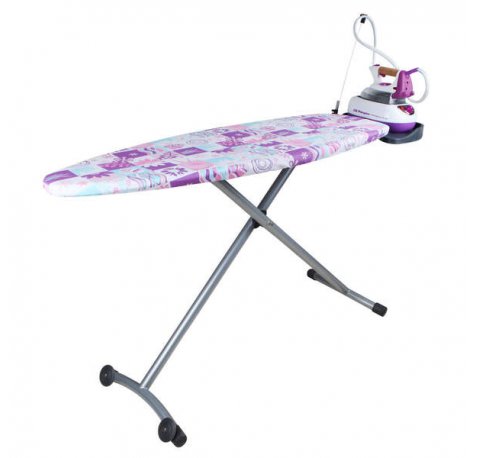 Orbegozo TP 5000 Tabla de Planchar Plegable con Reposa Planchas y Funda de Algodon - Rejilla de Acero Resistente - Altura Ajustable hasta 93cm - Ruedas para Facil Movilidad