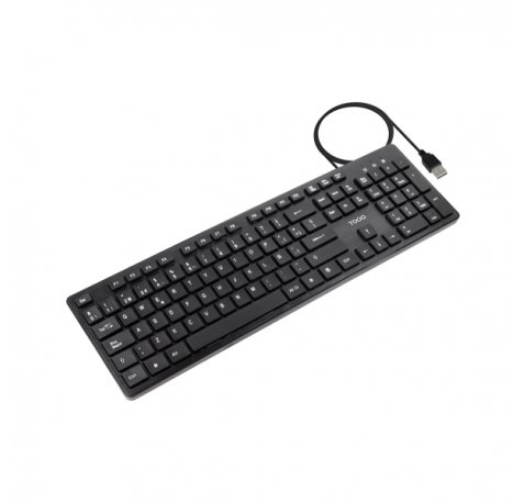 Tooq TQK-2003-B Teclado USB - Teclas Silenciosas - Cable 1.35m - Disposicion QWERTY ES - Color Negro