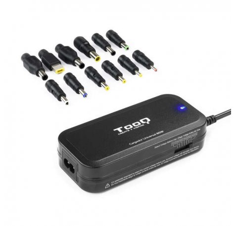 Tooq Cargador Universal para Portatil 90W - USB - 12 Adaptadores - Voltaje 15-24V