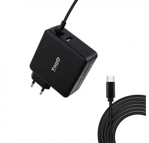Tooq Cargador Universal para Portatil 90W USB-C - Compatible con PD - Cable de 1.80m