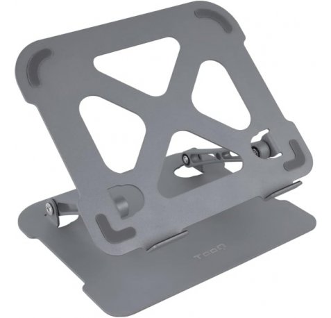 Tooq Soporte Elevador para Portatil - Aluminio - Equipos de 11-17.3" - Altura Regulable de 30 a 280mm - Plegable - Inclinacion Ajustable - Almohadillas Antideslizantes - Color Gris
