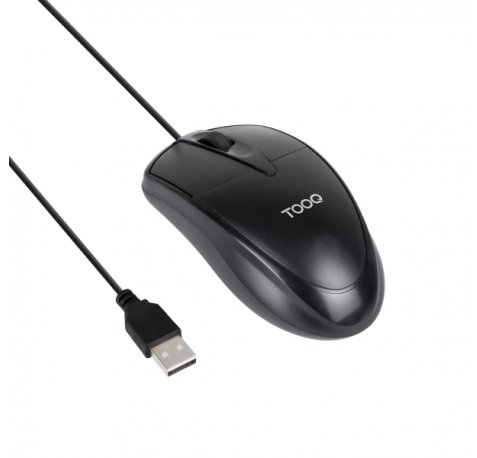 Tooq TQM-1001-B Raton USB - 1000dpi - 3 Botones - Uso Ambidiestro - Cable 1.3m - Color Negro