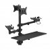 Tooq Soporte de Mesa para 2 Monitores de 17"-32" + Soportes para Impresora TPV, Lector de Codigos, Datafono + Bandeja para Teclado y Raton - Gestion de Cables - Peso Max 9kg x Brazo - VESA 100x100mm