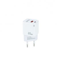 Tooq Cargador de Pared USB-C/PD + USB-A/QC 20W - Color Blanco