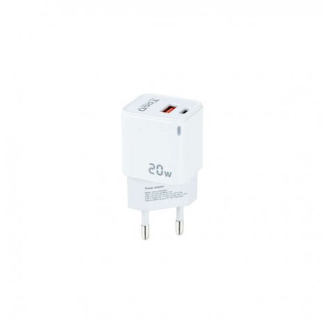 Tooq Cargador de Pared USB-C/PD + USB-A/QC 20W - Color Blanco