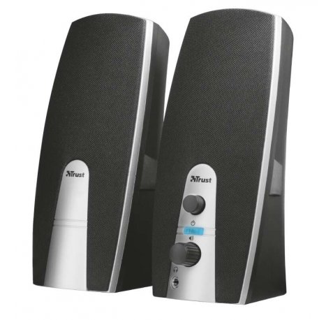 Trust MiLa Altavoces USB 2.0 10W - Entrada y Salida Jack 3.5mm - Cable de 1.20m - Color Negro/Plata