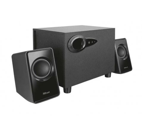 Trust Avora Altavoces USB 2.1 18W - Subwoofer Fabricado en Madera - Control de Volumen y Bajos - Entrada Jack 3.5mm - Color Negro