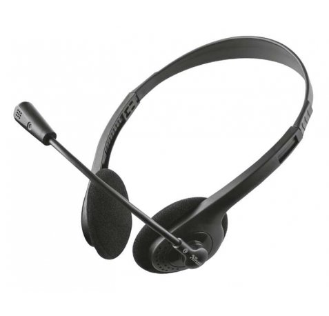 Trust Primo Chat Auriculares con Microfono - Control de Volumen - Diadema Ajustable - Jack 3.5mm - Color Negro