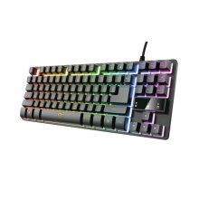 Trust Gaming GXT 833 Thado TKL Teclado Compacto USB - 12 Teclas Multimedia - Antighosting - Iluminacion LED - Cable Trenzado de 1.50m - Color Negro