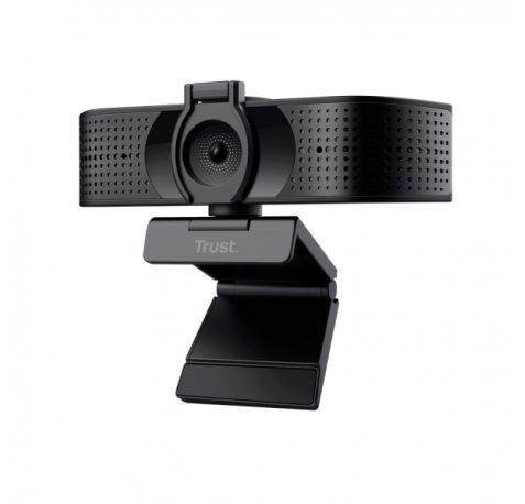 Trust Teza Webcam 4K Ultra HD - Cable 2m - Microfono Incorporado - Balance de Blancos Automatico - Modo de Privacidad - Adaptador a USB-C - Campo de Vision de 74 Grados - 50x53x130mm - Color Negro