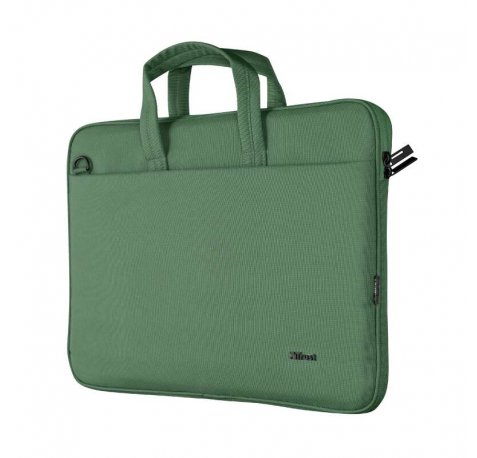 Trust Bologna Maletin para Portatil hasta 16" - Fabricado con Materiales Reciclados - Compartimento Exterior - Acolchado - Asa y Bandolera de Transporte