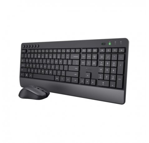 Trust Trezo Pack Teclado + Raton Inalambrico - Teclas Silenciosas - Fabricado con Material Reciclado - Color Negro