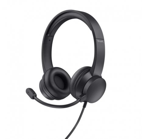 Trust Ayda Auriculares con Microfono - Diadema Ajustable - Almohadillas Acolchadas - Control de Volumen en Auricular - Cable de 1.80m - Color Negro