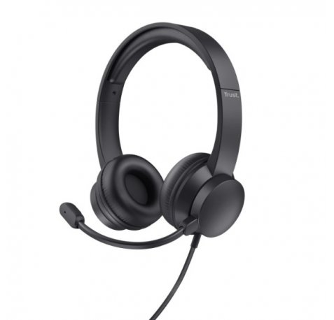 Trust Auriculares con Cable para Portatil - Microfono Ajustable - Diadema Ajustable - Control de Volumen - Color Negro