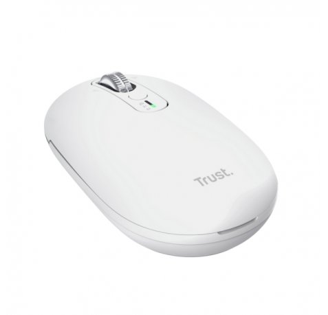 Trust Seron Raton Inalambrico - Ajustable hasta 3200dpi - Bluetooth - Recargable - Clic Silencioso - Receptor USB-C - Multiplataforma - 31x62x111mm - Color Blanco