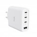 Trust Maxo Cargador de Pared - 65W - GaN - 3xUSB-C - USB-A - Cable USB-C de 2m - Power Delivery - Plastico Reciclado - 30x63x97mm - Color Blanco