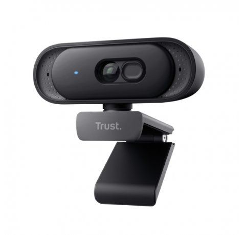 Trust Tomar Webcam QHD 2K - Cable 2m - Microfono Incorporado - Balance de Blancos Automatico - Modo de Privacidad - Rosca 1/4" - Campo de Vision de 76 Grados - 53x55x93mm - Color Negro