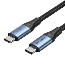 Vention Cable USB-C - Potencia hasta 240W - Longitud 2m - Recubrimiento de Nailon Trenzado - Velocidad hasta 480Mbps - Chip E-Marker - Color Negro y Azul