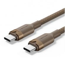 Vention Cable USB-C - Potencia hasta 240W - Longitud 2m - Recubrimiento de Nailon Trenzado - Velocidad hasta 480Mbps - Color Dorado