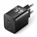 Vention Cargador de Pared - 45W - GaN - Cable de 1m Incluido - 2xUSB-C - Carga Rapida - Color Negro