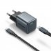 Vention Cargador de Pared - 20W - GaN - Cable USB a Lightning de 1m - USB-C - Power Delivery 3.0 - Qualcomm 3.0 - Carga Rapida - Color Gris