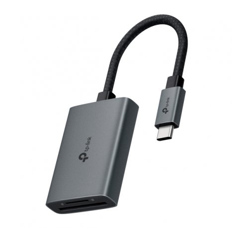 TP-Link UA430C Lector de Tarjetas SD y MicroSD - Velocidad hasta 5Gbps - Cable USB-C de 15cm - Capacidad Maxima 2TB - Plug and Play - Aluminio - Color Gris Oscuro