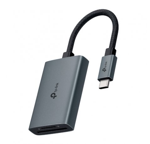 TP-Link UA440C Lector de Tarjetas SD y MicroSD - Velocidad hasta 5Gbps - Cable USB-C de 15cm - Capacidad Maxima 2TB - Plug and Play - Aluminio - Color Gris Oscuro