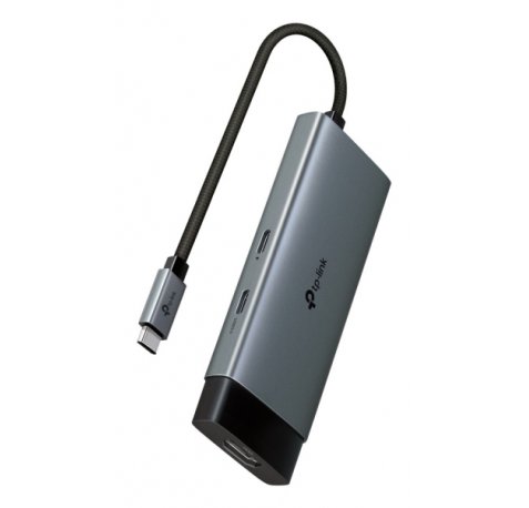 TP-Link UH5020C Hub 5 en 1 - HDMI 4K - 2xUSB-C - 2xUSB-A - Cable USB-C de 18cm - Plug and Play - Aluminio - Color Negro y Gris