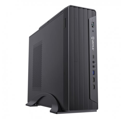 Unykach UK2012 Slim Caja Torre MicroATX + Fuente de Alimentacion SFX 300W 80+ Bronze - TamaÃ±o Disco Soportado 3.5", 2.5" - USB-A 3.0 / 2.0, USB-C y Audio - Color Negro