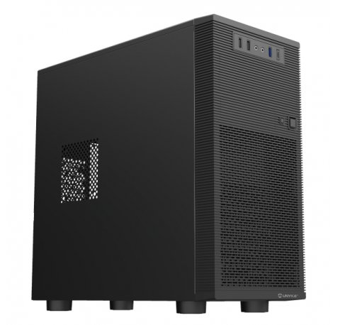 Unykach Aero C15 Caja MicroATX - Fuente de Alimentacion 500W Incluida - TamaÃ±o Disco Soportado  1x 3.5" ,  2 x 2.5" - 1 x USB-A 3.0 2 x USB-A 2.0 1 x USB-C 3.0 y Audio - Negro