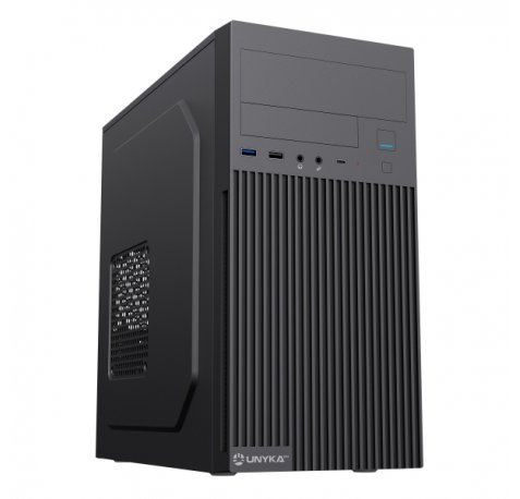 Unykach Aero C260 Caja MicroATX - Fuente de Alimentacion 500W Incluida - Soporte para 5,25" 3.5" y 2.5" - USB-A 2.0/3.2 / tipo C y Audio - Color Negro