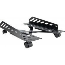 Tooq Soporte de Suelo para CPU - 4 Ruedas Giratorias - 2 Ruedas con Freno de Bloqueo - Ajustable de 160 a 300mm de Ancho - Soporta 25kg - Plegable - Acero - Color Negro