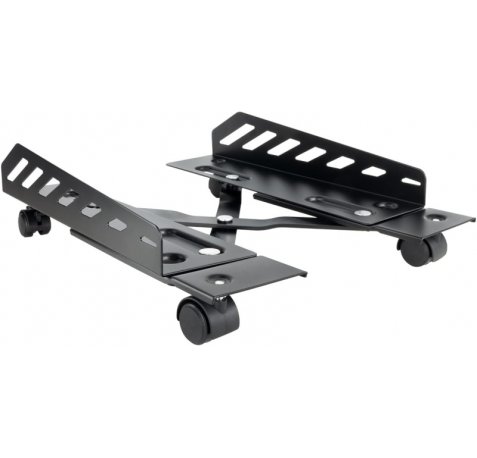 Tooq Soporte de Suelo para CPU - 4 Ruedas Giratorias - 2 Ruedas con Freno de Bloqueo - Ajustable de 160 a 300mm de Ancho - Soporta 25kg - Plegable - Acero - Color Negro