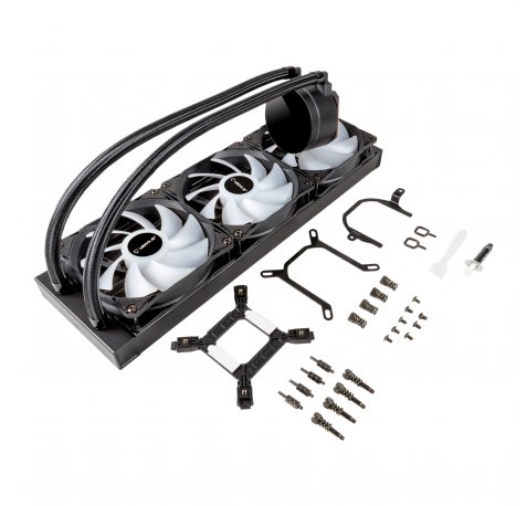 Unykach Aquastorm 360 Kit de Refrigeracion Liquida - 3 Ventiladores de 120mm - Iluminacion RGB - Visualizacion Temperatura CPU - Tubo de 38mm