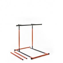 Innovagoods Estacion de Dominadas y Fitness - Soporta hasta 110kg - Altura Ajustable - Guia de Ejercicios Incluida - Bolsa de Transporte - 114-191x120cm - Color Negro y Naranja