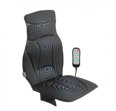 Innovagoods Shiatsu Asiento de Masaje Termico - 5 Modos - Funcion Calor - Regulable en Velocidad - Ergonomico - Incluye Adaptador para Coche - Ligero y Portatil - Color Negro