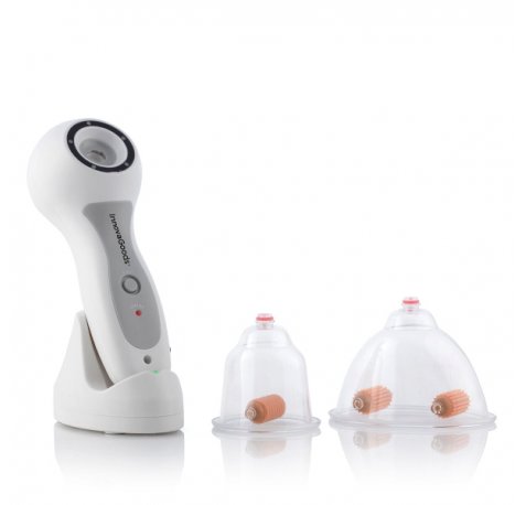 Innovagoods Aparato Anticelulitico de Vacumterapia Pro - Intensidad Regulable - Recargable por USB - Incluye Rodillos de Succion - Uso Diario 5 a 10 Minutos - Color Blanco Gris