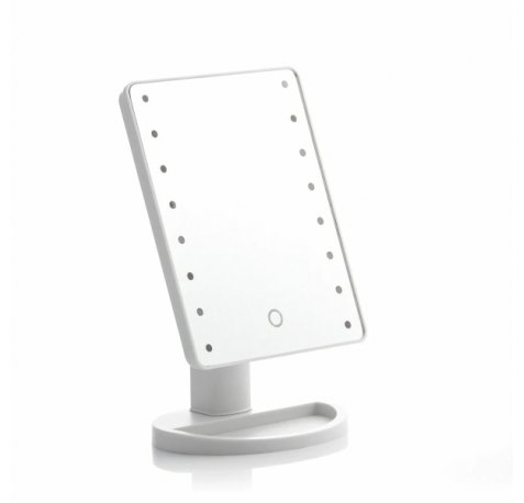 Innovagoods Perflex Espejo de Sobremesa - Luz LED Blanca Regulable - Inalambrico - Tactil - Soporte Desmontable - 17x27x12cm - Color Blanco