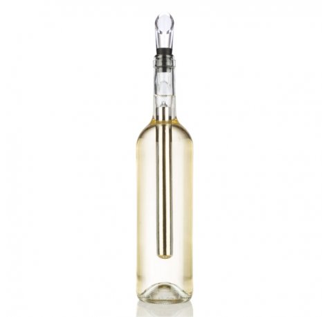 Innovagoods Enfriador de Vino con Aireador - Doble Funcion - Acero Inoxidable y ABS - Compacto y Portatil - 2.5x12x1.5cm - Color Blanco