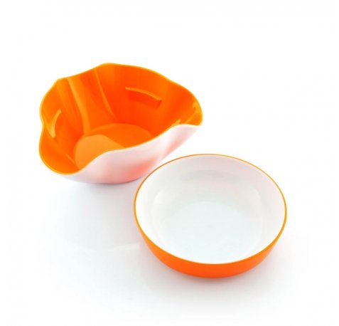 Innovagoods Pack de 2 Bols para Apertivos - Multiusos - Libre de BPA - Apilable - Color Naranja y Blanco