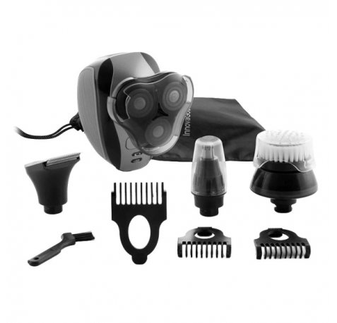 Innovagoods Shavestyler Afeitadora 5 en 1 - Autonomia 45min - Bateria 600mAh - IPX7 - Recargable - Acero Inoxidable - Multifuncion - Cabezales Incluidos - Incluye Peines Guia - 6x9x8cm - Color Negro
