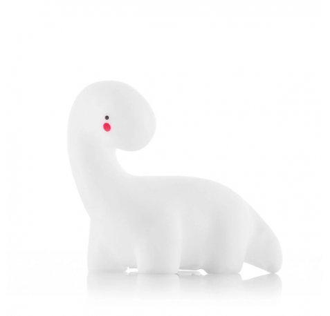 Innovagoods Lightosaurus Lampara Dinosaurio LED - Luz Quitamiedos - RGB Multicolor - Vinilo - 13x12x8cm - Color Blanco