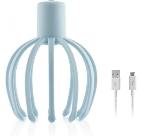 Innovagoods Helax Masajeador de Cabeza Inalambrico - Bateria 650mAh - Vibracion 360Âº - Cable USB-C - Recargable - Silencioso - 13x17.5cm - Color Azul