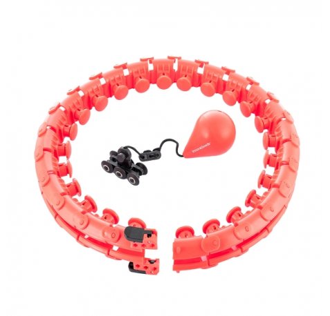 Innovagoods Fittehoop Aro de Fitness Inteligente Ajustable con Peso - DiseÃ±o Desmontable - Efecto Masaje 360 Grados - Accesorio de Lastre - Color Negro Rojo