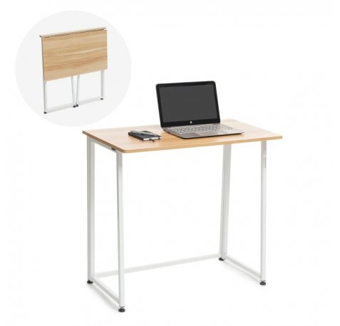 Innovagoods Dolenkaf Escritorio Plegable - Soporta hasta 50kg - Facil de Transportar y Guardar - Facil Limpieza - 80x75x45cm - Color Marron y Blanco