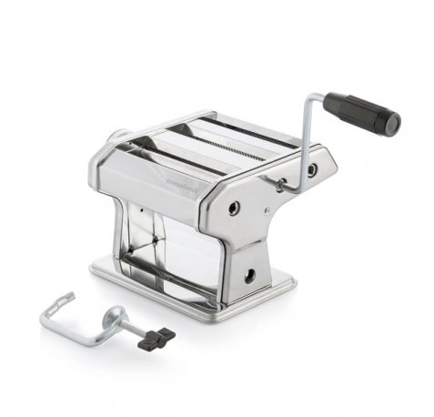 Innovagoods Frashta Maquina para Pasta - Cuerpo de Metal - Multifuncion - 3 Formas Diferentes - Grosor Regulable - Facil Limpieza - Compacto - Desmontable - 21x13.5x19.5cm - Color Plateado