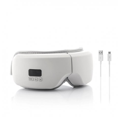 Innovagoods Eyesky Masajeador de Ojos con Compresion de Aire 4 en 1 - Bluetooth - Bateria 1000mAh - Recargable - Funcion Calor - 22x12.5x9cm - Color Gris