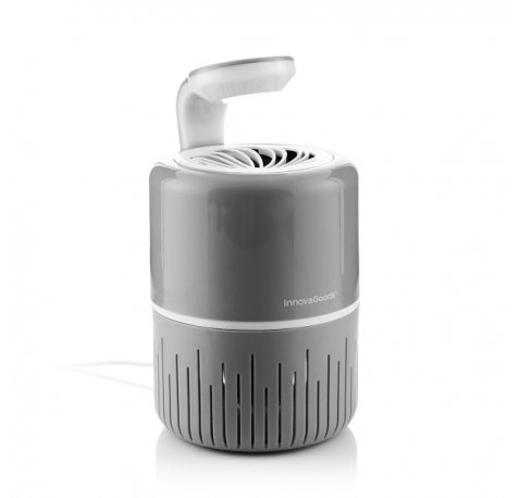 Innovagoods KL Drain Lampara USB Antimosquitos por Succion - ABS - Ecofriendly - Alcance hasta 40m2 - Deposito Extraible - Bajo Consumo - Color Gris y Blanco
